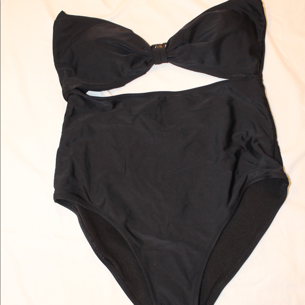 Black scalloped one piece